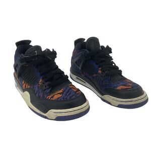 Air Jordan 4 Retro Black/Blue Boys 6Y Preowned Sneakers Youth Shoes